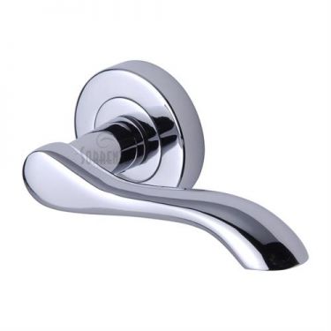 Click Here To Enlarge This Photo Of SC-7352-PC M&period;Marcus Sorrento Door Handle Lever Latch on Round Rose Aurora Design Polished Chrome Finish