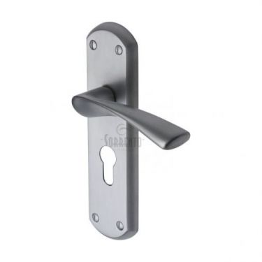 Click Here To Enlarge This Photo Of SC-7648-SC M&period;Marcus Sorrento Door Handle Euro Profile Plate Atlanta Design Satin Chrome Finish