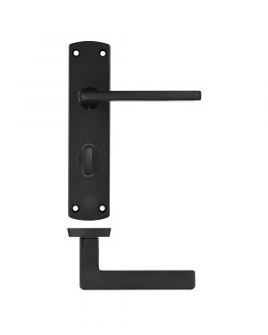 Click Here To Enlarge This Photo Of ZPA013-MB - Zoo Hardware Stanza 'Leon' Lever Handles on Bathroom Backplate - Matt Black &lpar;Contract Range&rpar;