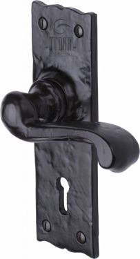 Click Here To Enlarge This Photo Of TC100 M&period;Marcus The Tudor Collection Door Handle Lever Lock Shropshire Design Black Iron