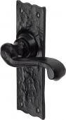 TC110 M&period;Marcus The Tudor Collection Door Handle Lever Latch Shropshire Design Black Iron