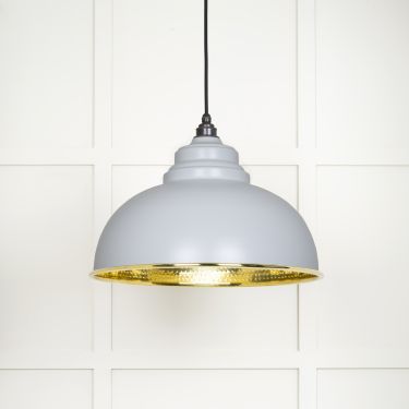 Click Here To Enlarge This Photo Of 49521BI From The Anvil Hammered Brass Harborne Pendant in Birch Hammered Brass