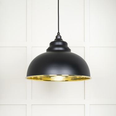 Click Here To Enlarge This Photo Of 49521EB From The Anvil Hammered Brass Harborne Pendant in Elan Black Hammered Brass