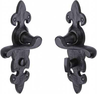 Click Here To Enlarge This Photo Of TC220 M&period;Marcus The Tudor Collection Door Handle For Bathroom Fleur De Lys Design Black Iron