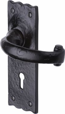 Click Here To Enlarge This Photo Of TC300 M&period;Marcus The Tudor Collection Door Handle Lever Lock Colonial Design Black Iron