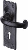TC300 M&period;Marcus The Tudor Collection Door Handle Lever Lock Colonial Design Black Iron