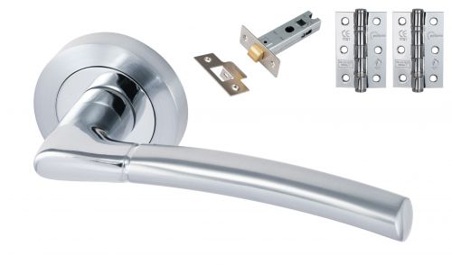Click Here To Enlarge This Photo Of Eclipse 24625 'Tifosi' PCP&sol;SCP Round Rose Lever Pack c&sol;w Grade 7 Ball Bearing Hinges & Tubular Mortice Latch