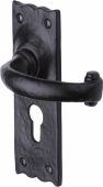 TC348 M&period;Marcus The Tudor Collection Door Handle For Euro Profile Plate Colonial Design Black Iron