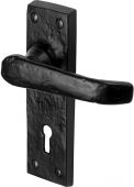 TC500 M&period;Marcus The Tudor Collection Door Handle Lever Lock Windsor Design Black Iron