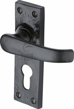 Click Here To Enlarge This Photo Of TC548 M&period;Marcus The Tudor Collection Door Handle For Euro Profile Plate Windsor Design Black Iron