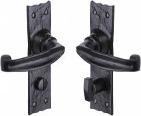 TC620 M&period;Marcus The Tudor Collection Door Handle For Bathroom Wellington Design Black Iron