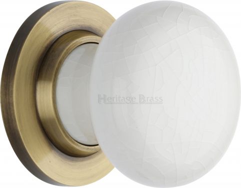 Click Here To Enlarge This Photo Of 7010-AT Heritage Brass White Crackle Mortice Knob with Antique Brass Base