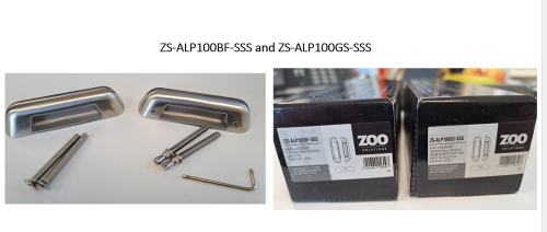 Click Here To Enlarge This Photo Of ZS-ALP100GS-SSS - Zoo Hardware Satin Stainless Steel Anti-Ligature Grub Screw Pull Handle &lpar;for use with ZS-ALP100BF-SSS for back to back fixing&rpar;