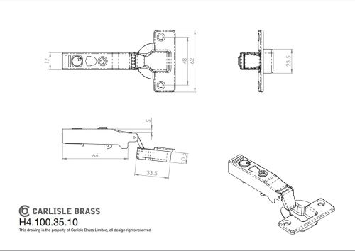 Click Here To Enlarge This Photo Of H4&period;100&period;35&period;10 Fingertip Design Full Overlay Soft Close Hinge &lpar;C85A6A6F&rpar; Bright Nickel Plate