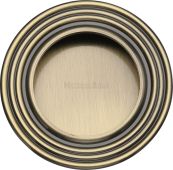 C1837-AT Heritage Brass Round Reeded Flush Pull Antique Brass finish