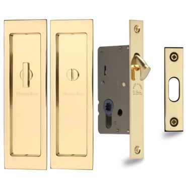 Click Here To Enlarge This Photo Of C1877-PB Heritage Brass Flush Pull Privacy Set 197mm Polished Brass finish