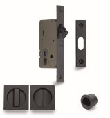 SQ2308-50-BLK Heritage Brass Sliding Door Lock c&sol;w Square Privacy Turns Matt Black &lpar;50mm backset&rpar;