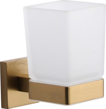 Click Here To Enlarge This Photo Of CHE-TUMBLER-SB M&period;Marcus 'Chelsea' Single Tumbler Holder with Glass Satin Brass Finish