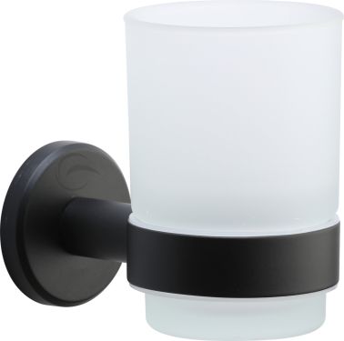Click Here To Enlarge This Photo Of OXF-TUMBLER-BLK M&period;Marcus 'Oxford' Single Tumbler Holder with Glass Matt Black Finish
