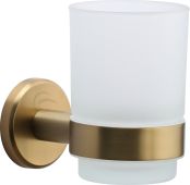 OXF-TUMBLER-SB M&period;Marcus 'Oxford' Single Tumbler Holder with Glass Satin Brass Finish