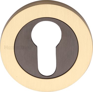 Click Here To Enlarge This Photo Of RS2004-BSB Heritage Brass Euro Profile Cylinder Escutcheon Matt Bronze&sol;Satin Brass finish