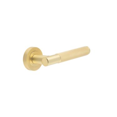 Click Here To Enlarge This Photo Of JV850SB Frelan Hardware 'Bari' Satin Brass Knurled Lever on Rose