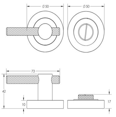 Click Here To Enlarge This Photo Of JV855SB Frelan Hardware Satin Brass Knurled Bathroom Turn & Release