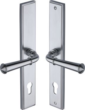 Click Here To Enlarge This Photo Of MP1932&period;LH-SC Heritage Brass 92mm Multi-Point Door Handle Lever Lock Colonial LH Design Satin Chrome finish