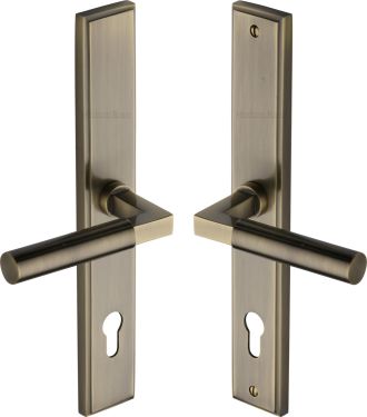 Click Here To Enlarge This Photo Of MP2259&period;LH-AT Heritage Brass 92mm Multi-Point Door Handle Lever Lock Bauhaus LH Design Antique Brass finish
