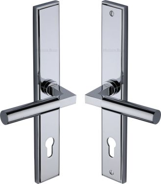 Click Here To Enlarge This Photo Of MP2259&period;LH-PC Heritage Brass 92mm Multi-Point Door Handle Lever Lock Bauhaus LH Design Polished Chrome finish