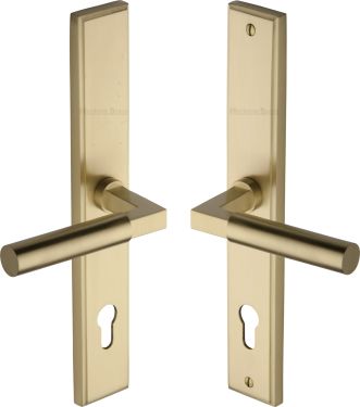 Click Here To Enlarge This Photo Of MP2259&period;LH-SB Heritage Brass 92mm Multi-Point Door Handle Lever Lock Bauhaus LH Design Satin Brass finish