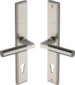 MP2259&period;LH-SN Heritage Brass 92mm Multi-Point Door Handle Lever Lock Bauhaus LH Design Satin Nickel finish