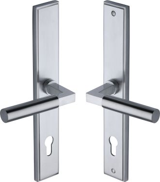 Click Here To Enlarge This Photo Of MP2259&period;LH-SC Heritage Brass 92mm Multi-Point Door Handle Lever Lock Bauhaus LH Design Satin Chrome finish