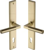MP2259&period;RH-SB Heritage Brass 92mm Multi-Point Door Handle Lever Lock Bauhaus RH Design Satin Brass finish