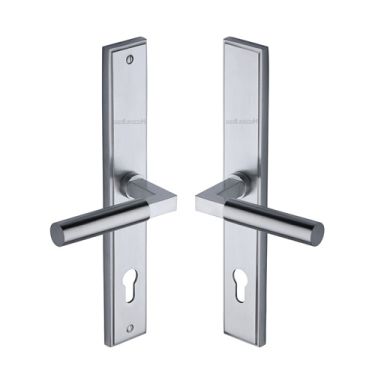 Click Here To Enlarge This Photo Of MP2259&period;RH-SC Heritage Brass 92mm Multi-Point Door Handle Lever Lock Bauhaus RH Design Satin Chrome finish