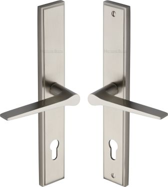 Click Here To Enlarge This Photo Of MP4189&period;LH-SN Heritage Brass 92mm Multi-Point Door Handle Lever Lock Gio LH Design Satin Nickel finish