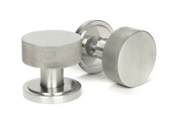 46811 From the Anvil Satin Marine SS &lpar;316&rpar; Brompton Mortice&sol;Rim Knob Set &lpar;Art Deco&rpar;