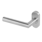 BLU Performance Mitre Solid Lever Door Handle on Oval Rose&comma; 316 Satin Stainless Steel &lpar;KM960C-SSS&rpar;