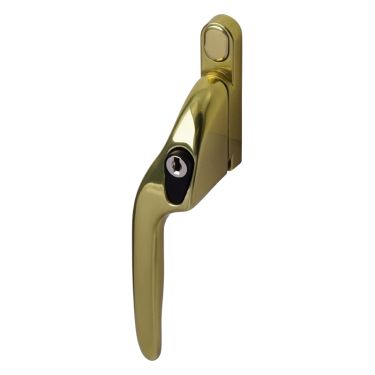 Click Here To Enlarge This Photo Of EH10L Left Hand Locking Cranked Espagnolette Window Handle - Polished Brass &lpar;EH10L-LH-PB&rpar;