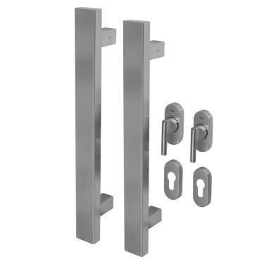 Click Here To Enlarge This Photo Of BLU Performance Inline Rectangular T-Bar Pull Handle for Straight Slide Doors&comma; Back to Back Fix&comma; 316 Satin Stainless Steel &lpar;KM853-PAIR-SSS&rpar;