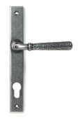 46389 From the Anvil Pewter Hammered Newbury Slimline Espag&period; Lock Set - 92mm centres - 212mm Screw Centres