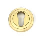 50877 From the Anvil Satin Brass Round Euro Escutcheon &lpar;Art Deco&rpar;
