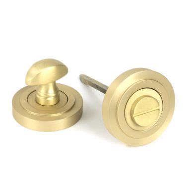 Click Here To Enlarge This Photo Of 50881 From the Anvil Satin Brass Round Thumbturn Set &lpar;Art Deco&rpar;