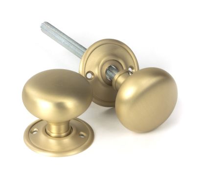 Click Here To Enlarge This Photo Of 50901 From the Anvil Satin Brass Mushroom Mortice&sol;Rim Knob Set