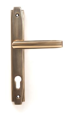 Click Here To Enlarge This Photo Of 51190 From the Anvil Polished Bronze Art Deco Slimline Lever Espag&period; Lock Set - 92mm centres - 212mm Screw Centres