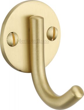 Click Here To Enlarge This Photo Of V1064-SB Heritage Brass Single Robe Hook Satin Brass Finish