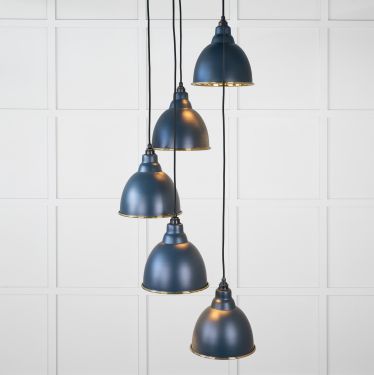 Click Here To Enlarge This Photo Of 49738SDU From the Anvil Smooth Brass Brindley Cluster Pendant in Dusk