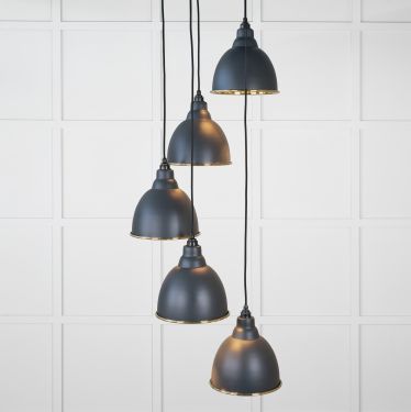 Click Here To Enlarge This Photo Of 49738SSO From the Anvil Smooth Brass Brindley Cluster Pendant in Soot
