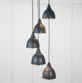 49738SSO From the Anvil Smooth Brass Brindley Cluster Pendant in Soot