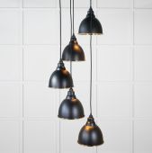 49741SEB From the Anvil Hammered Brass Brindley Cluster Pendant in Elan Black